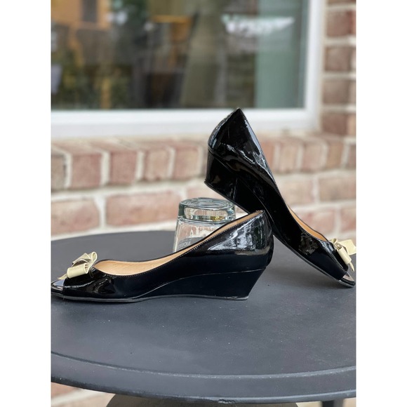 Kate Spade Tenor Paten Leather Wedges S-8 - Picture 6 of 6